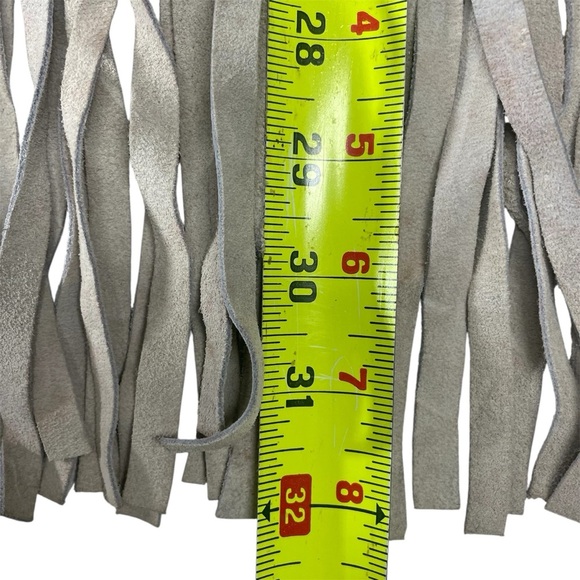 Vintage Authentic Suede Leather Fringe Cowboy Vest Off White One Size - Picture 11 of 12